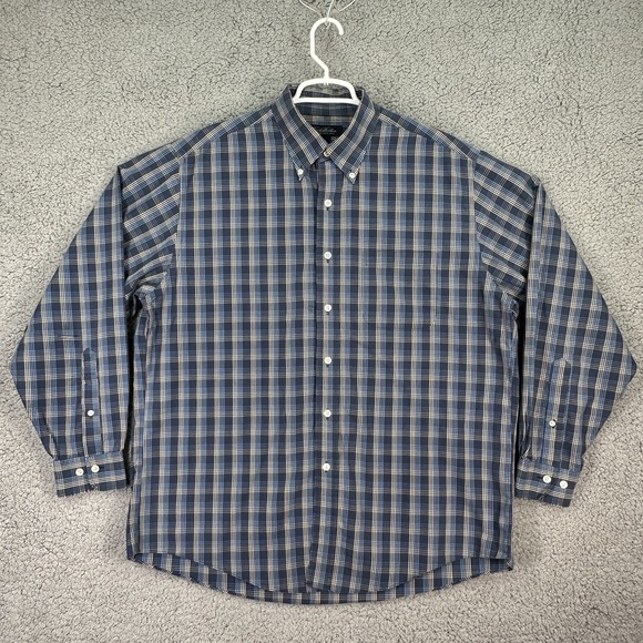 Brooks Brothers Other - Brooks Brothers Mens Shirt L Blue Tan Plaid Button Down Long Sleeve
